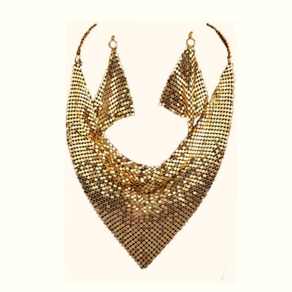 Mesh earring and bib necklace set